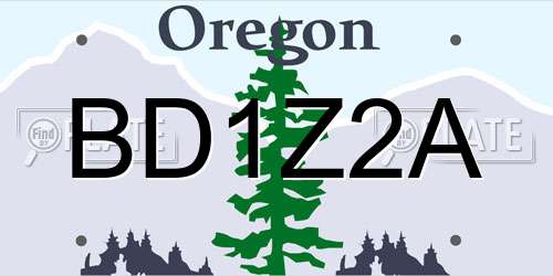 BD1Z2A Oregon License Plate