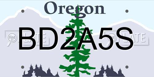 BD2A5S Oregon License Plate
