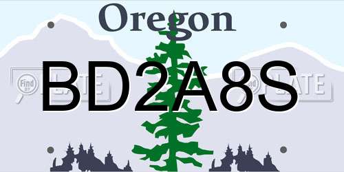 BD2A8S Oregon License Plate