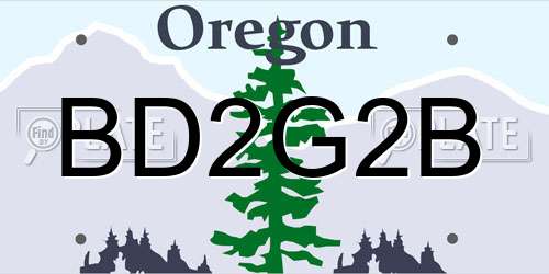 BD2G2B Oregon License Plate