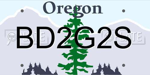 BD2G2S Oregon License Plate