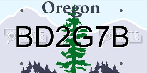 BD2G7B Oregon License Plate