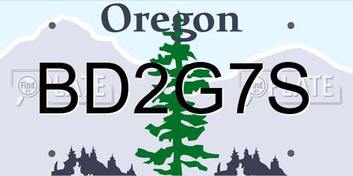 BD2G7S Oregon License Plate