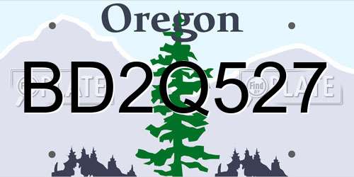 BD2Q527 Oregon License Plate