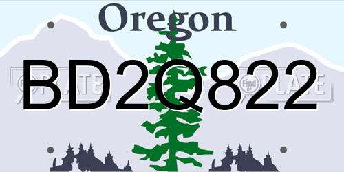 BD2Q822 Oregon License Plate