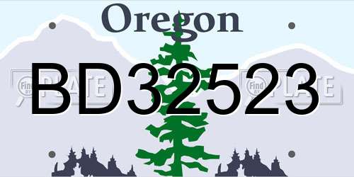BD32523 Oregon License Plate