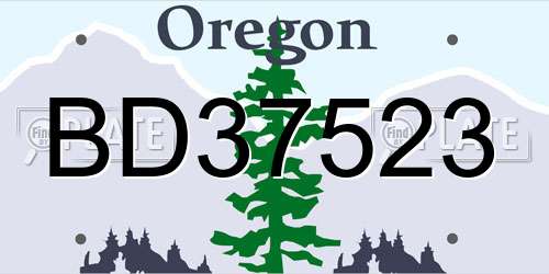 BD37523 Oregon License Plate