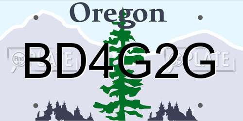 BD4G2G Oregon License Plate