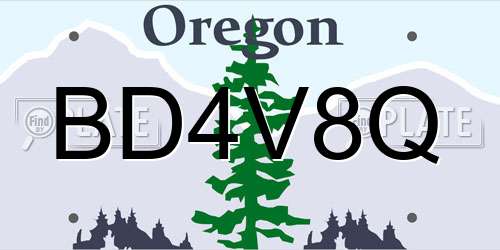 BD4V8Q Oregon License Plate