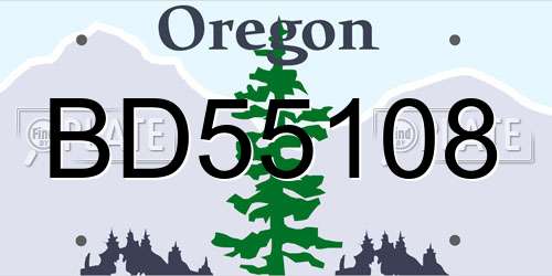 BD55108 Oregon License Plate