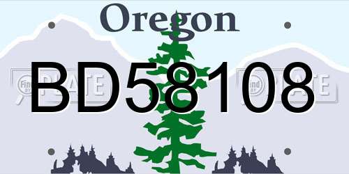 BD58108 Oregon License Plate
