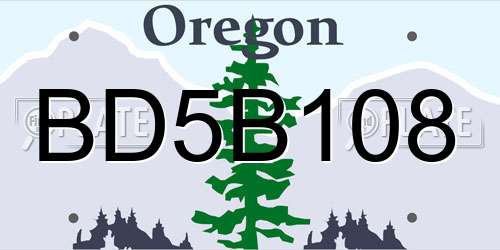 BD5B108 Oregon License Plate