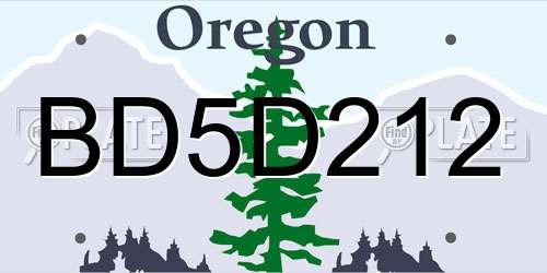 BD5D212 Oregon License Plate
