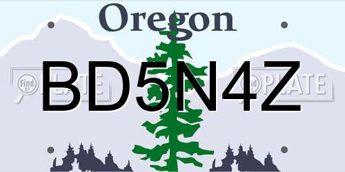 BD5N4Z Oregon License Plate