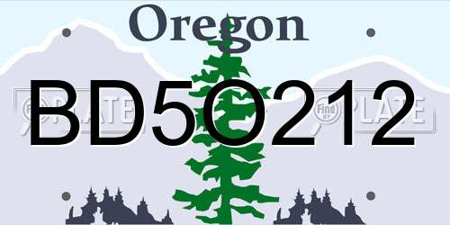 BD5O212 Oregon License Plate
