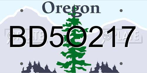 BD5O217 Oregon License Plate