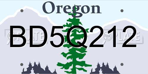 BD5Q212 Oregon License Plate