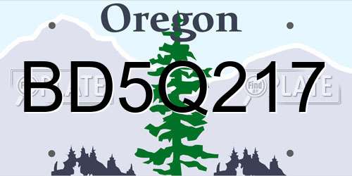 BD5Q217 Oregon License Plate