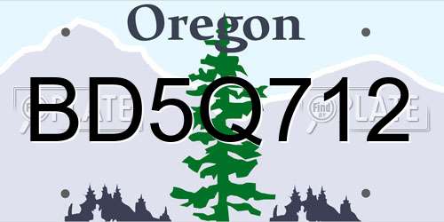 BD5Q712 Oregon License Plate