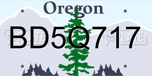 BD5Q717 Oregon License Plate