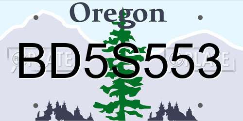 BD5S553 Oregon License Plate