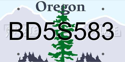 BD5S583 Oregon License Plate