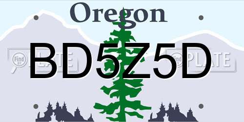 BD5Z5D Oregon License Plate