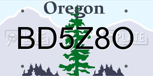 BD5Z8O Oregon License Plate
