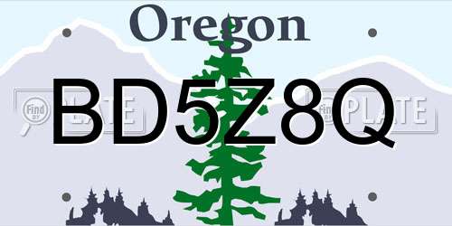 BD5Z8Q Oregon License Plate