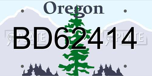 BD62414 Oregon License Plate
