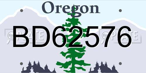 BD62576 Oregon License Plate