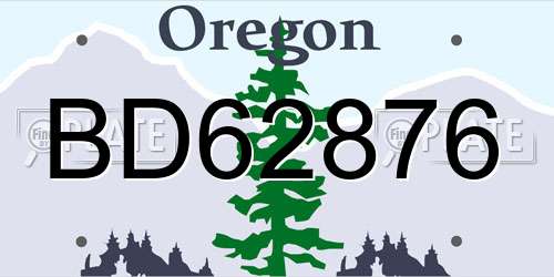 BD62876 Oregon License Plate