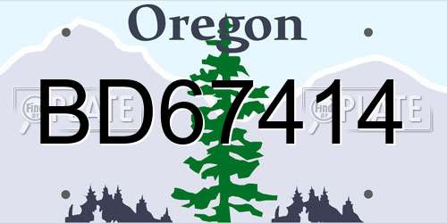 BD67414 Oregon License Plate
