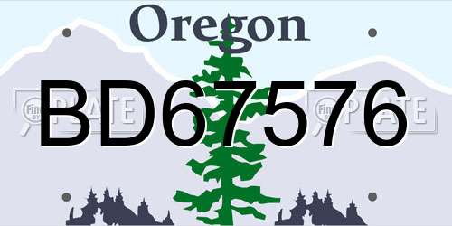 BD67576 Oregon License Plate