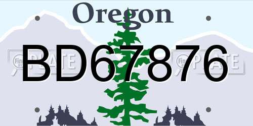 BD67876 Oregon License Plate