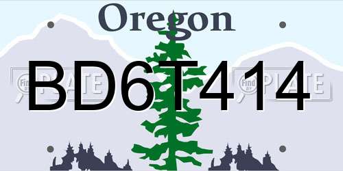 BD6T414 Oregon License Plate