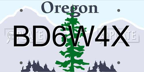 BD6W4X Oregon License Plate