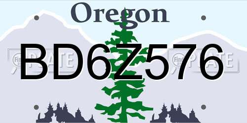 BD6Z576 Oregon License Plate
