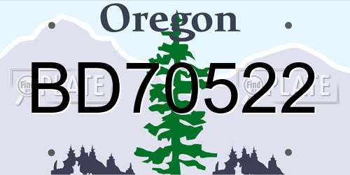 BD70522 Oregon License Plate