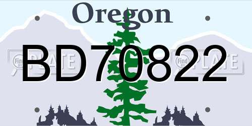 BD70822 Oregon License Plate
