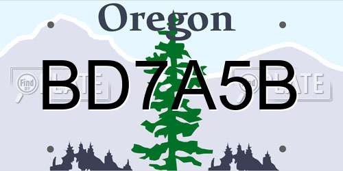 BD7A5B Oregon License Plate
