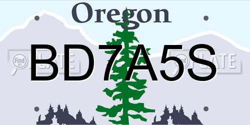 BD7A5S Oregon License Plate