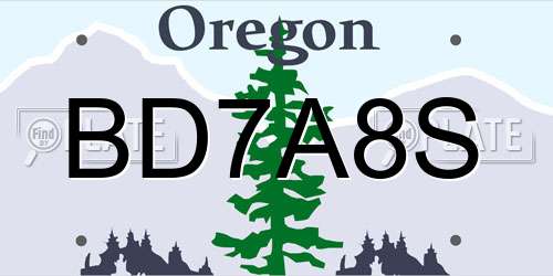 BD7A8S Oregon License Plate