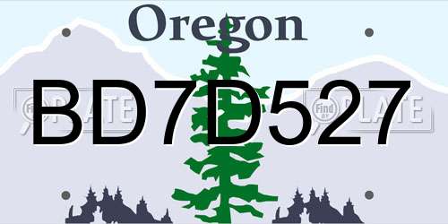 BD7D527 Oregon License Plate