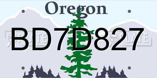 BD7D827 Oregon License Plate