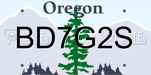 BD7G2S Oregon License Plate