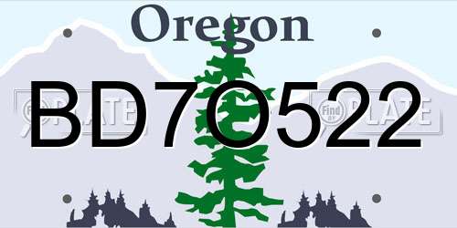 BD7O522 Oregon License Plate