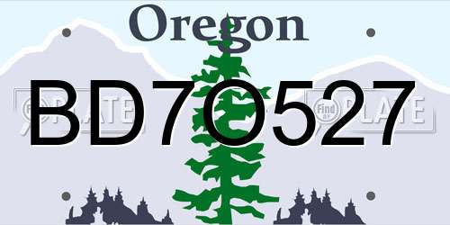 BD7O527 Oregon License Plate