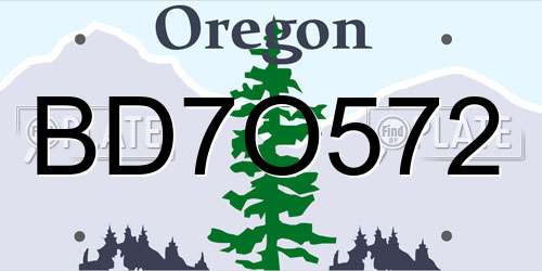 BD7O572 Oregon License Plate