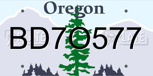 BD7O577 Oregon License Plate